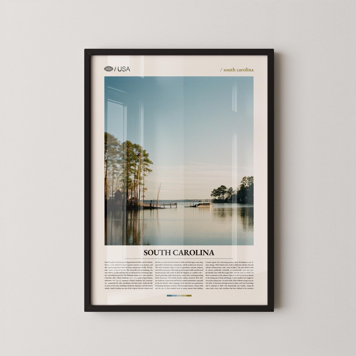 South Carolina Pine Lake Fishing Pier Calm Morning Water Poster
