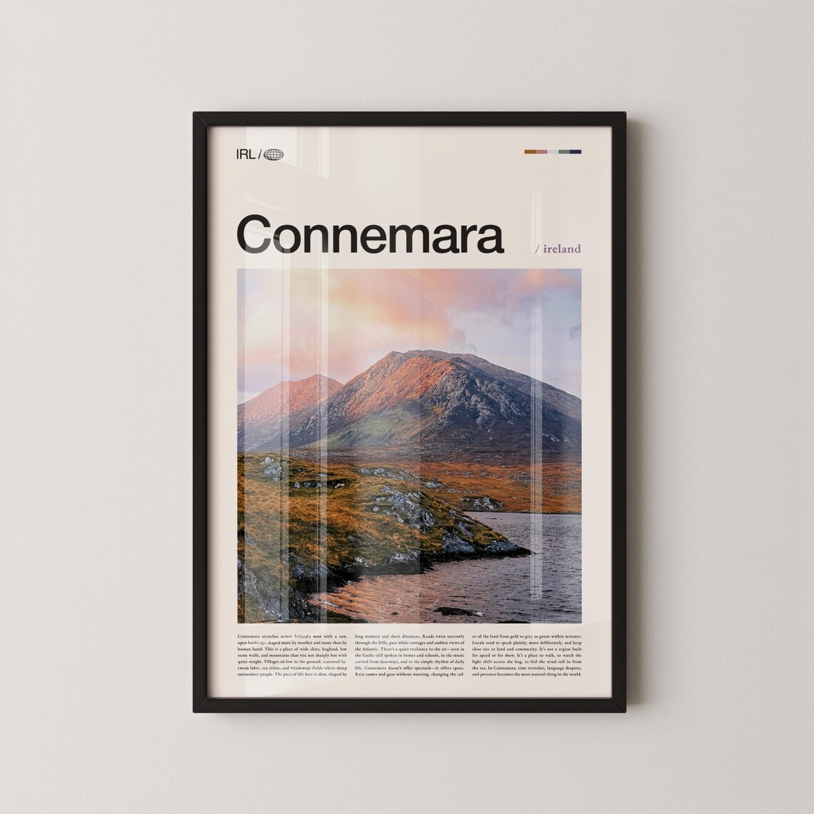 Connemara Ireland Rugged Mountain Lake Sunset Wild Travel Poster