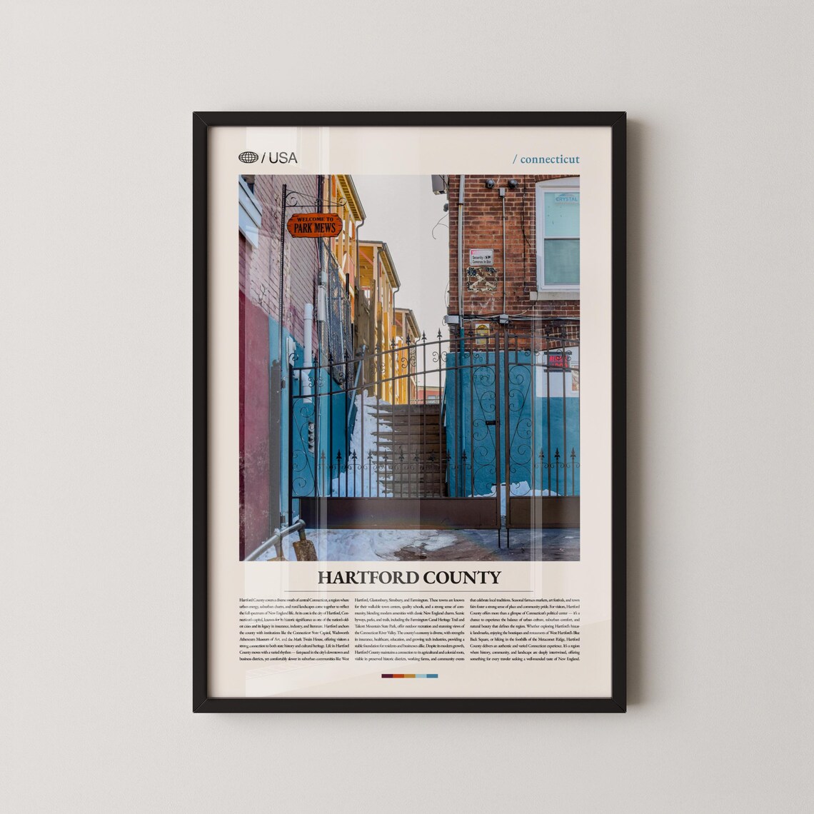 Hartford County Connecticut Winter Alley Photo Travel Poster