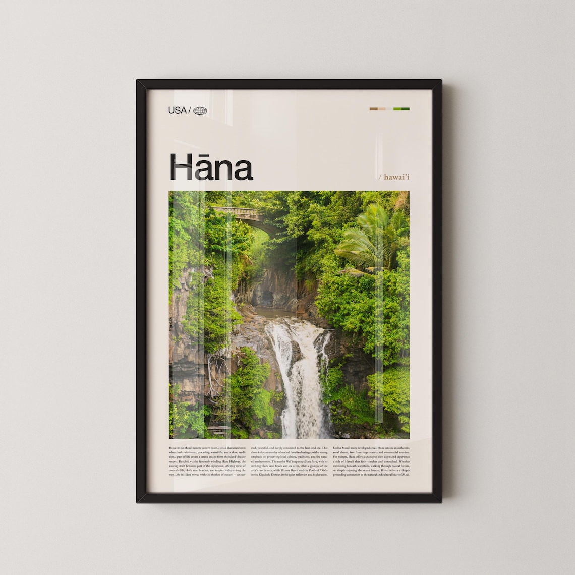 Hana Hawaii Maui Jungle Waterfall Road To Hana Minimalist Poster