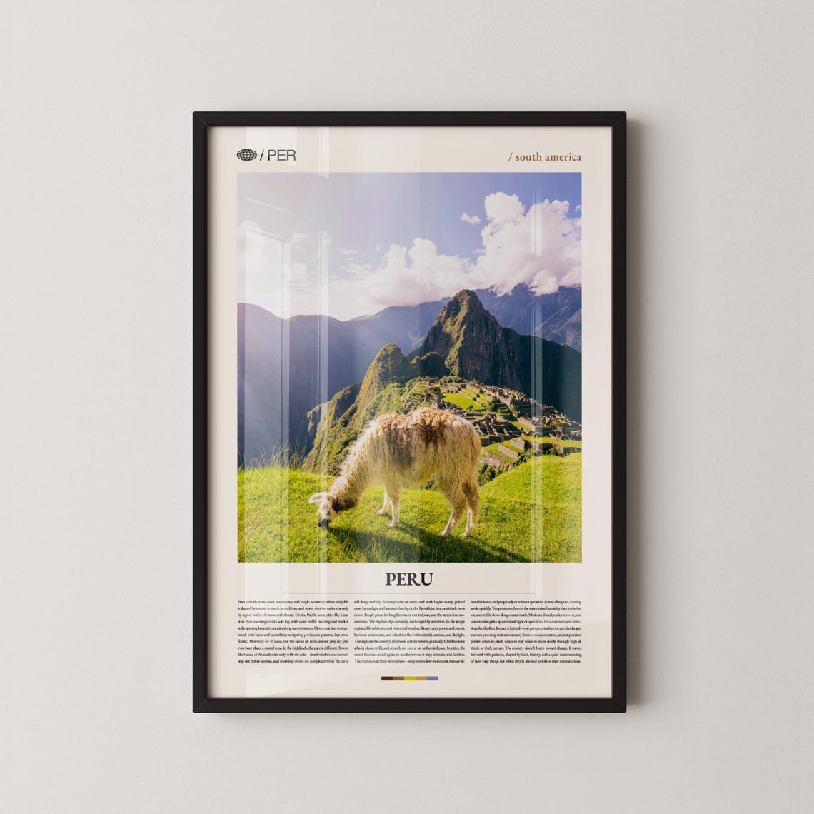 Peru Machu Picchu Llama Andes Mountains Photography Travel Poster
