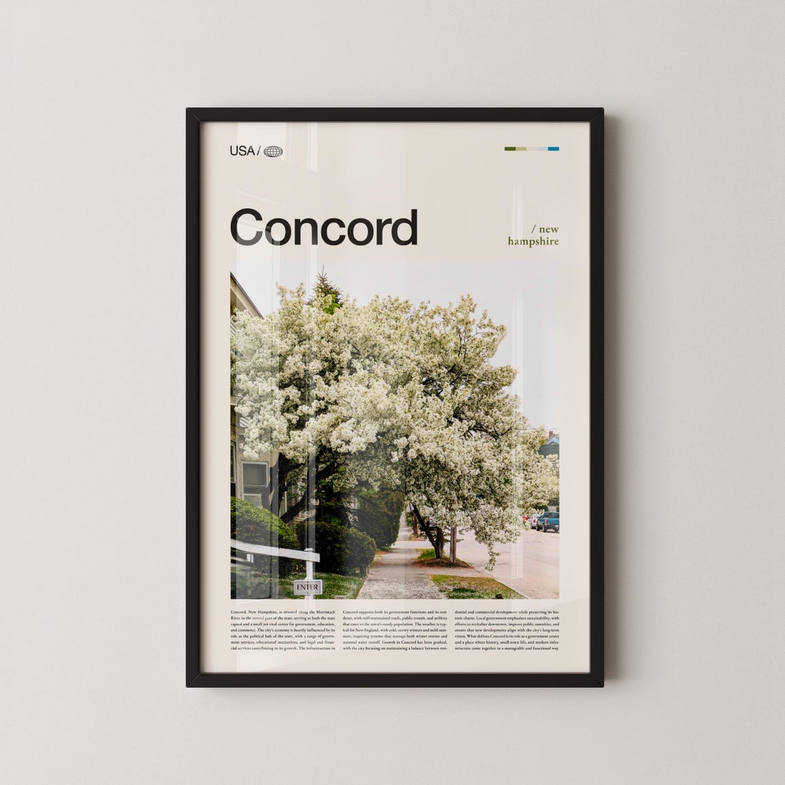 Concord New Hampshire Big Title Spring Blossom Travel Poster