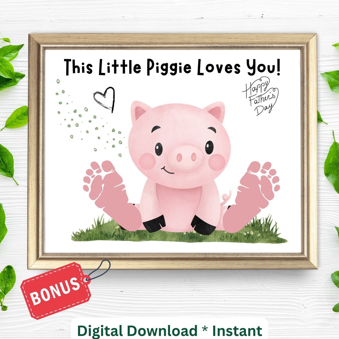 Funny Pig Footprint Sign for Kids, Father’s Day Art Print