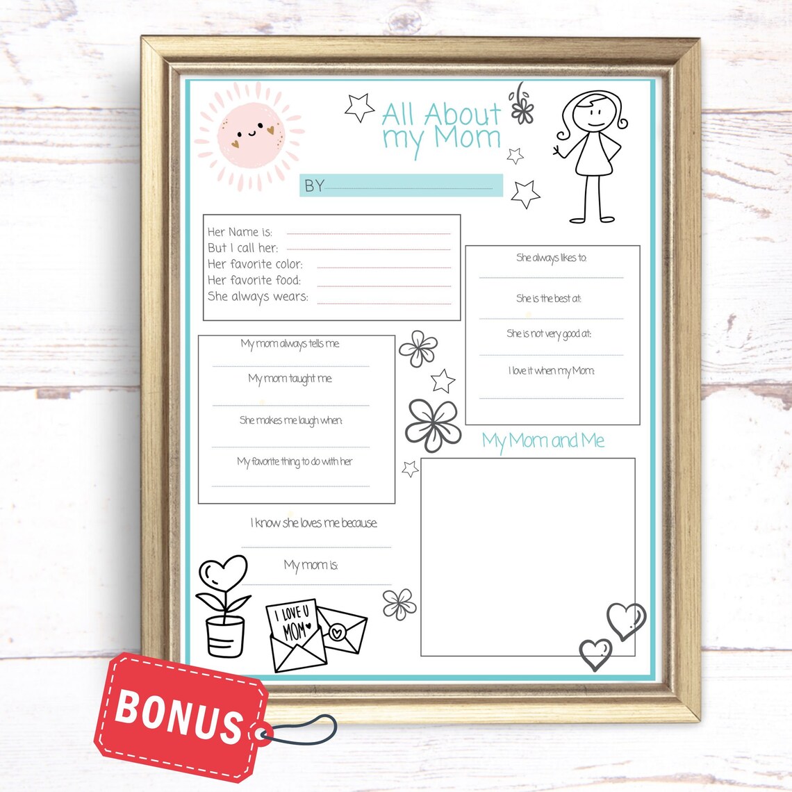 Mother’s Day Footprint Craft Poem Art Print - Image 2