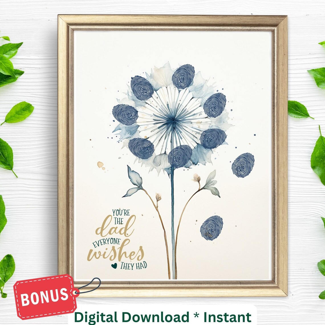 Father's Day Dandelion Fingerprint Art Print