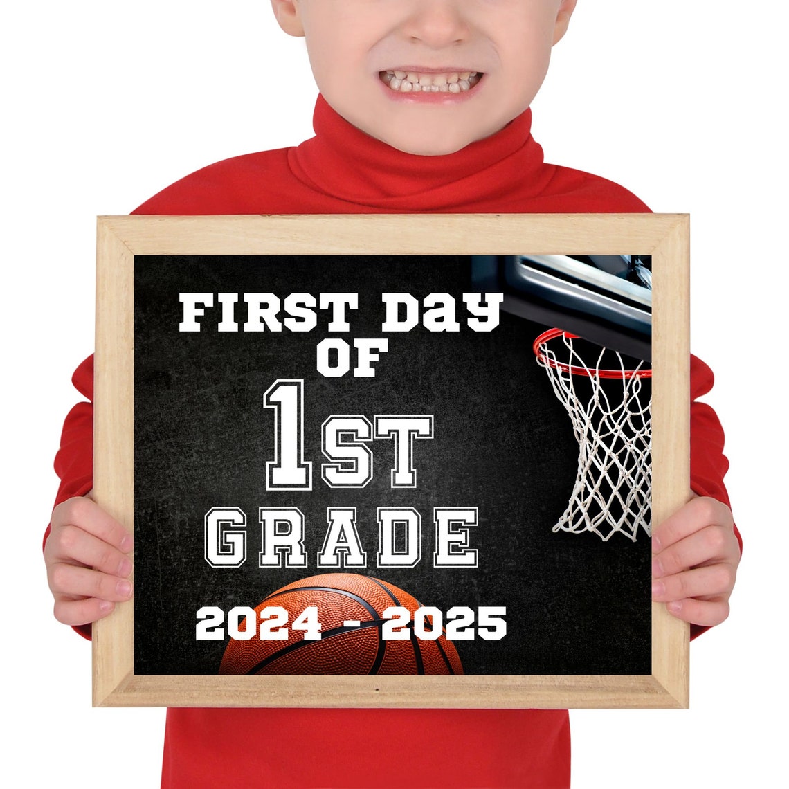 First Day Of School Sign First Day Of 1st Grade Basketball Sports Sign Boys Back To School Photo Prop First Grade - Image 2