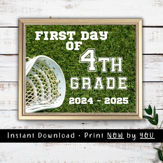 First Day Of School Sign First Day Of 4th Grade Lacrosse Sports Sign Boys Back To School Photo Prop Fourth Grade Lax