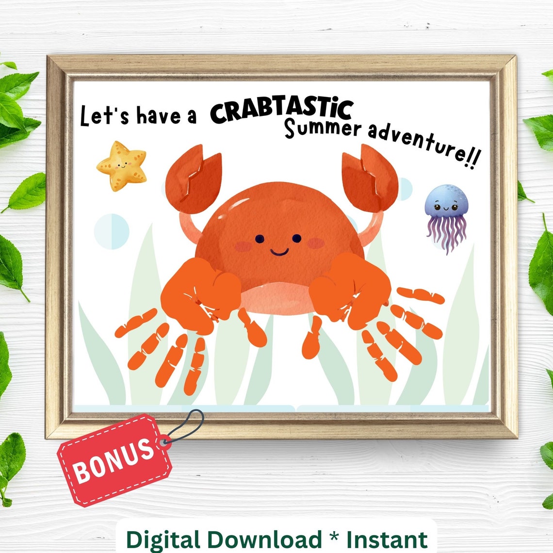 Lets Have A Crabtastic Summer Adventure Crab Handprint Poster