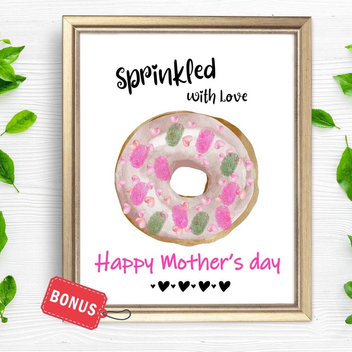 Sprinkled With Love Donut Fingerprint Mothers Day Keepsake Poster