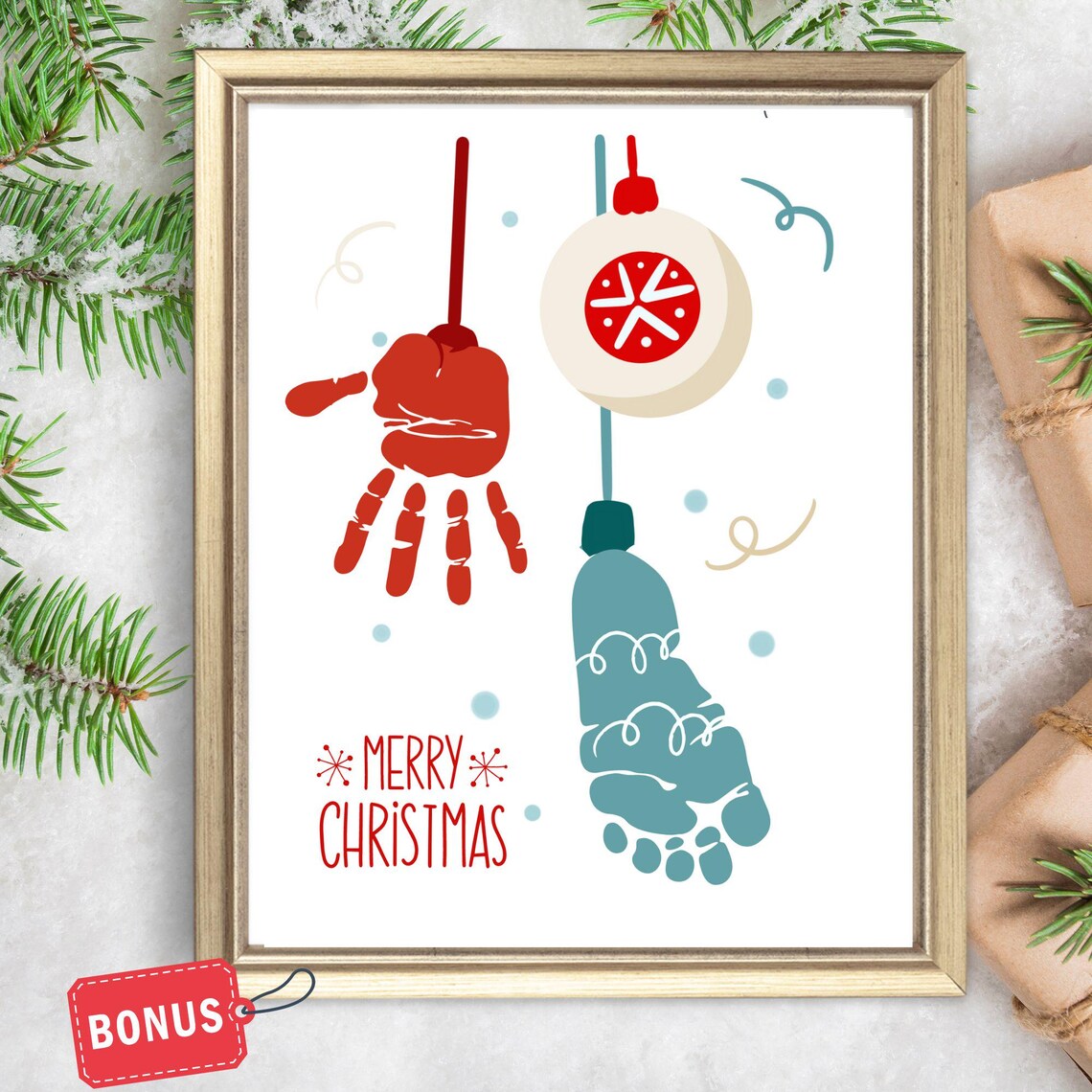 Christmas Handprint Art Craft Holiday Ornament Print