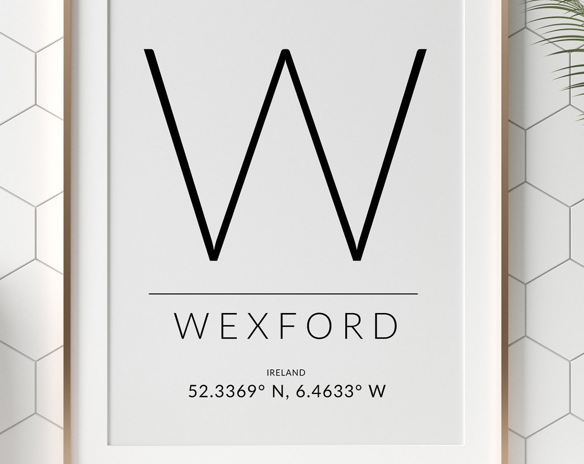 Wexford Ireland Coordinates Letter W Minimalist Wall Decor Poster - Image 2