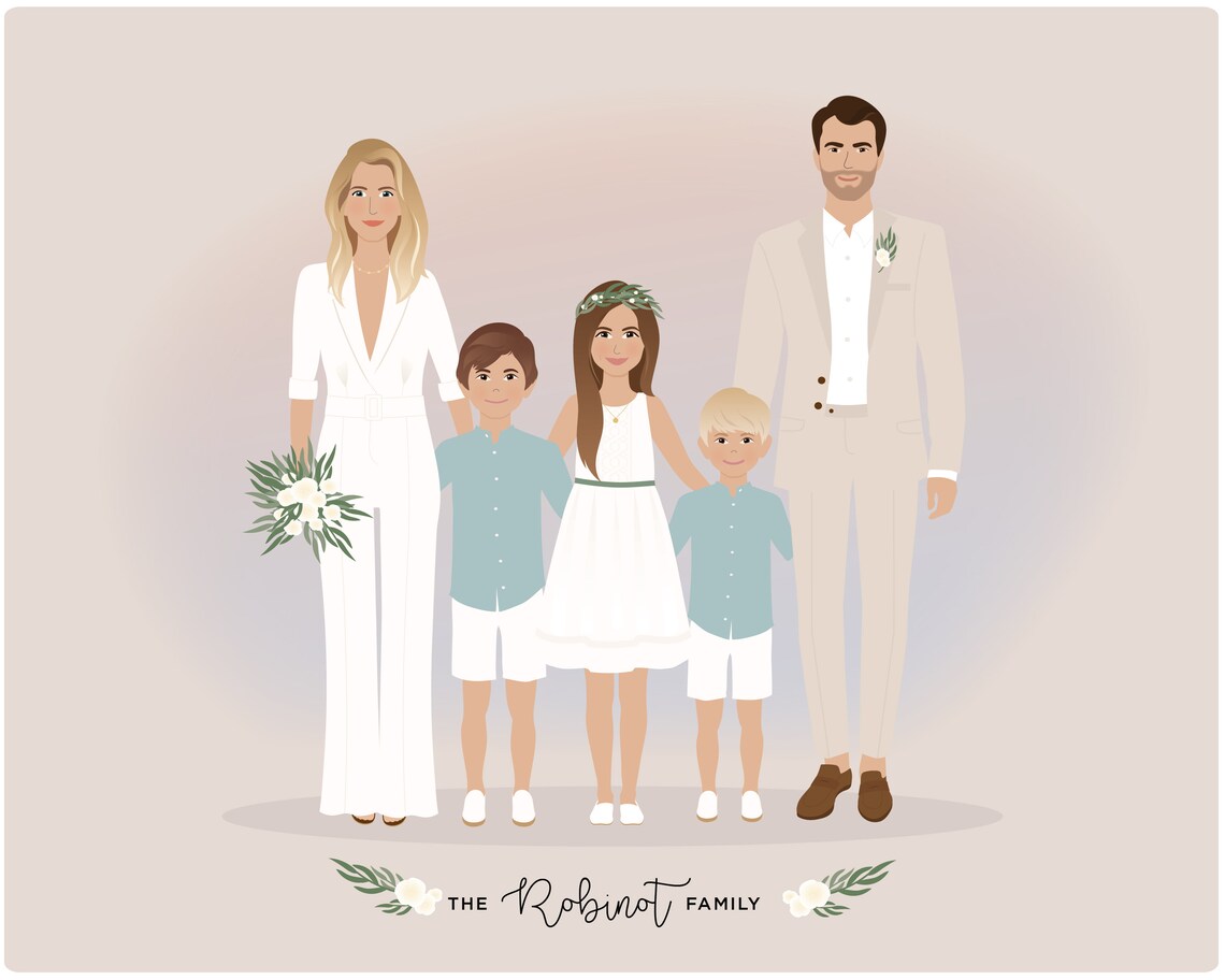 Custom Family Portrait, Personalized Art