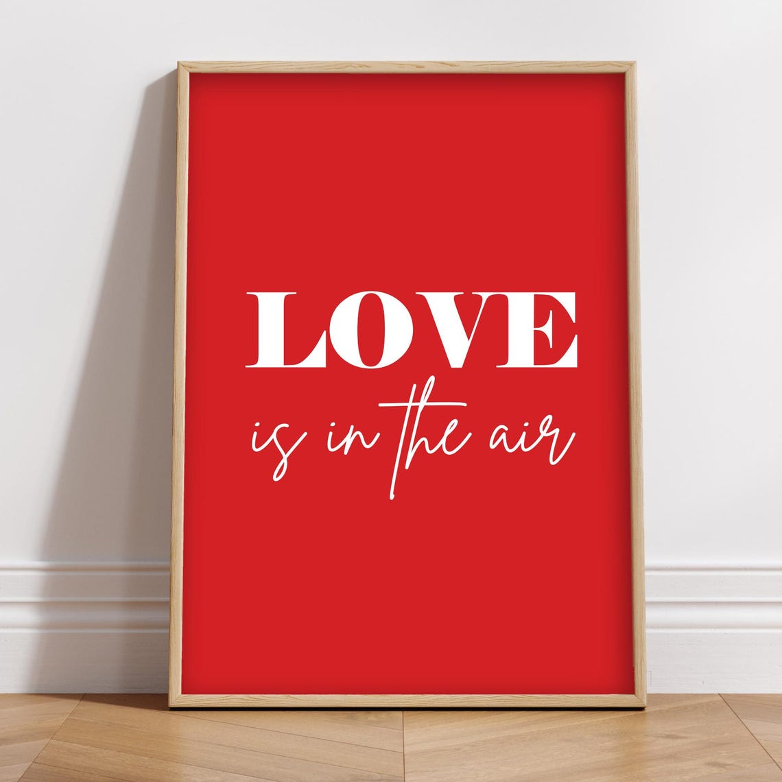 Love Is in the Air Red White Typography Valentine Quote Poster