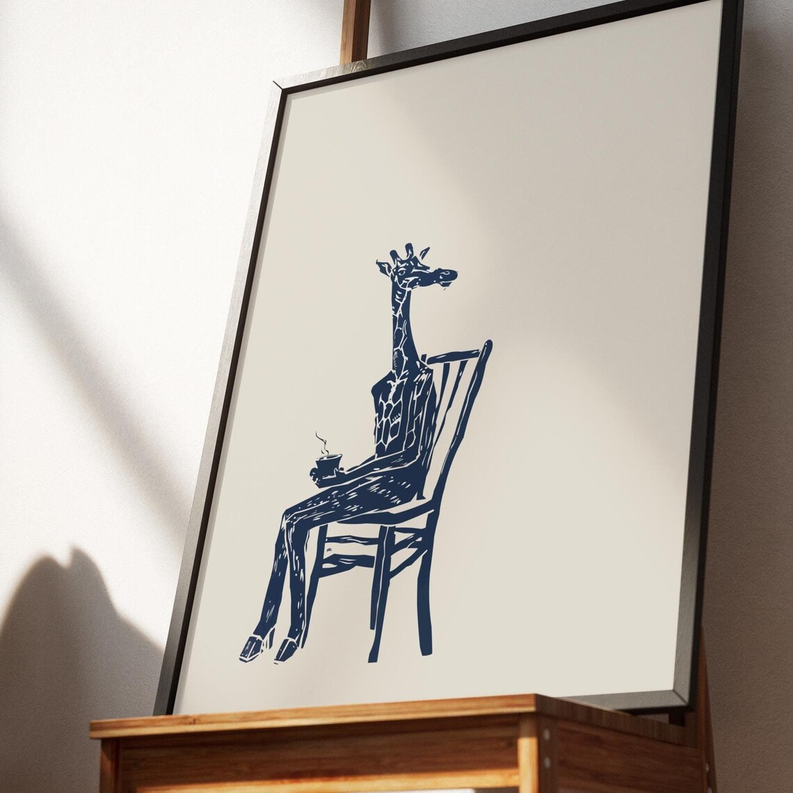 Quirky Giraffe Coffee Retro Kitchen Art Print - Image 4
