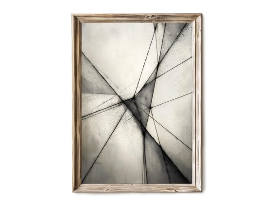 Geometric Minimalist Abstract Wall Art Modern Vertical Print Neutral Ink Drawing Decor 191