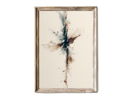 Exploding Ink Burst Abstract Splatter Minimalist Watercolor Art Poster