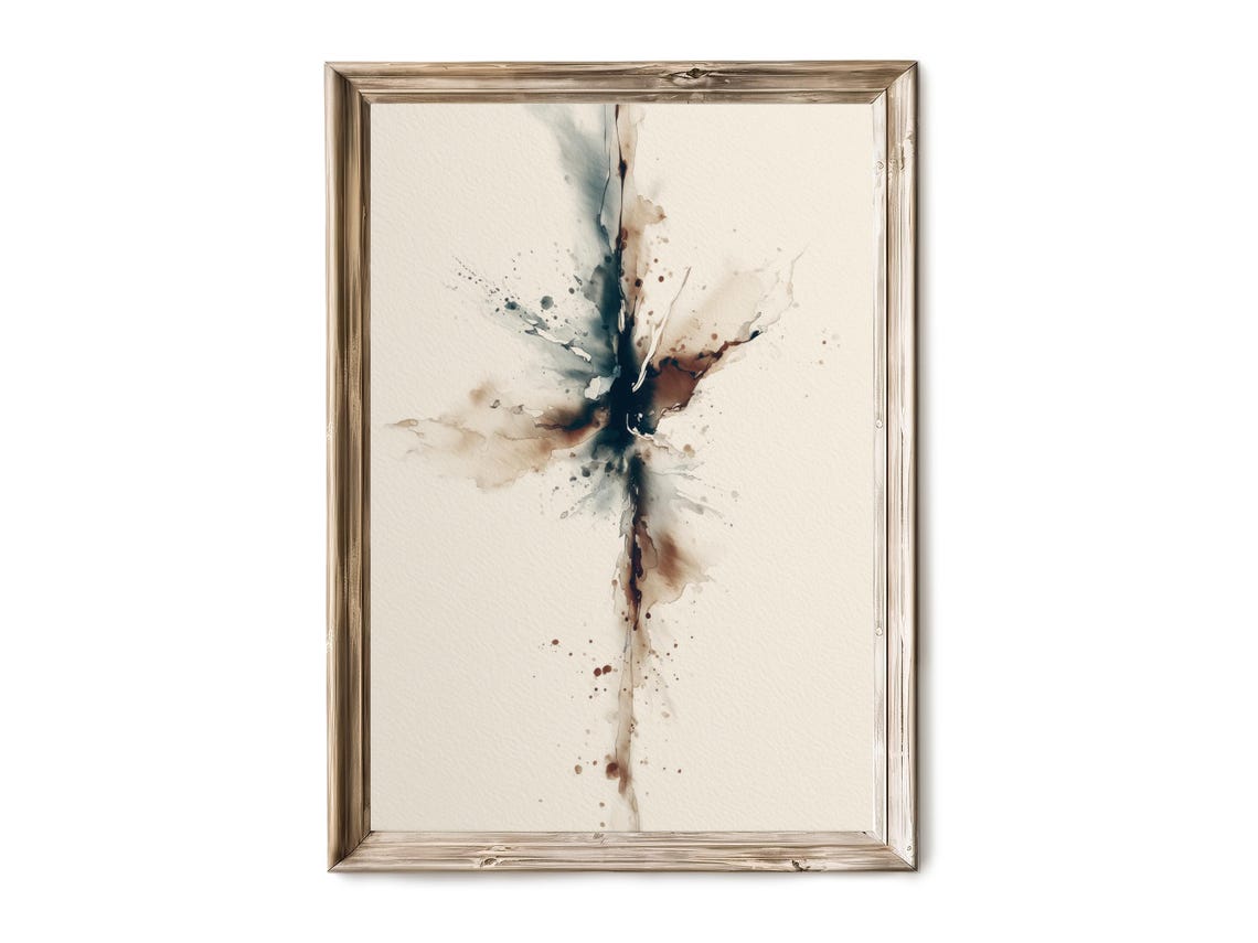 Exploding Ink Burst Abstract Splatter Minimalist Watercolor Art Poster