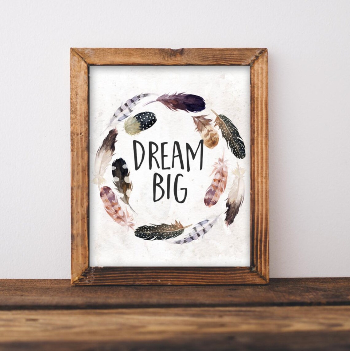 Dream Big Art Tribal Quote Nursery Wall Feather Decor Baby Boy