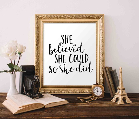 She Believed She Could So She Did Inspirational Quote Wall Poster