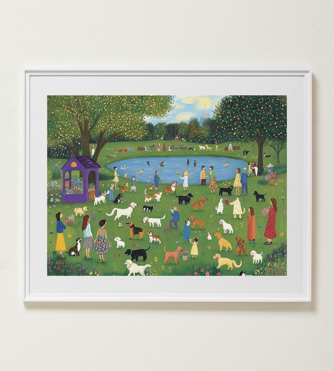 Dog Park Wildflower Botanical Floral Poster, Vintage