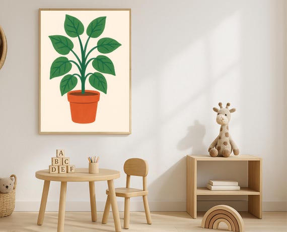 Houseplant Nursery Wall Art Potted Plant Botanical Poster Kitchen Living Room Decor Terracotta Pot Instant