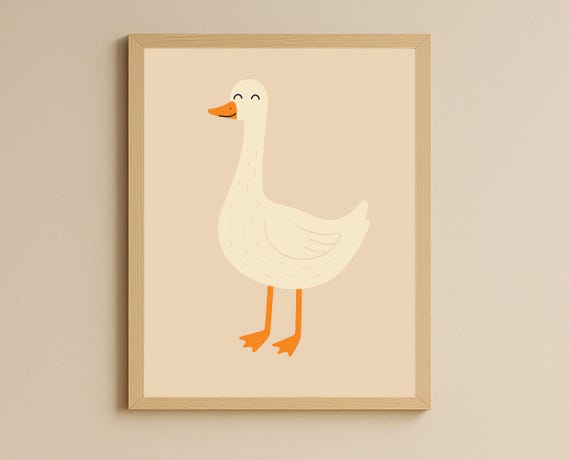 Goose Wall Art Cute Farm Animal For Nursery Kids Room Baby Poster