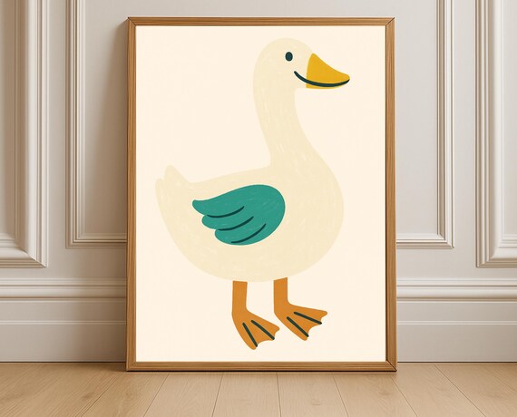 Cute Duck Wall Art Print For Nursery And Kids Room Decor Animal Poster Baby Shower Or Toddler Farm Theme Gift