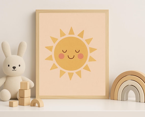 Smiling Sun With Golden Rays Happy Sunshine Kids Room Poster