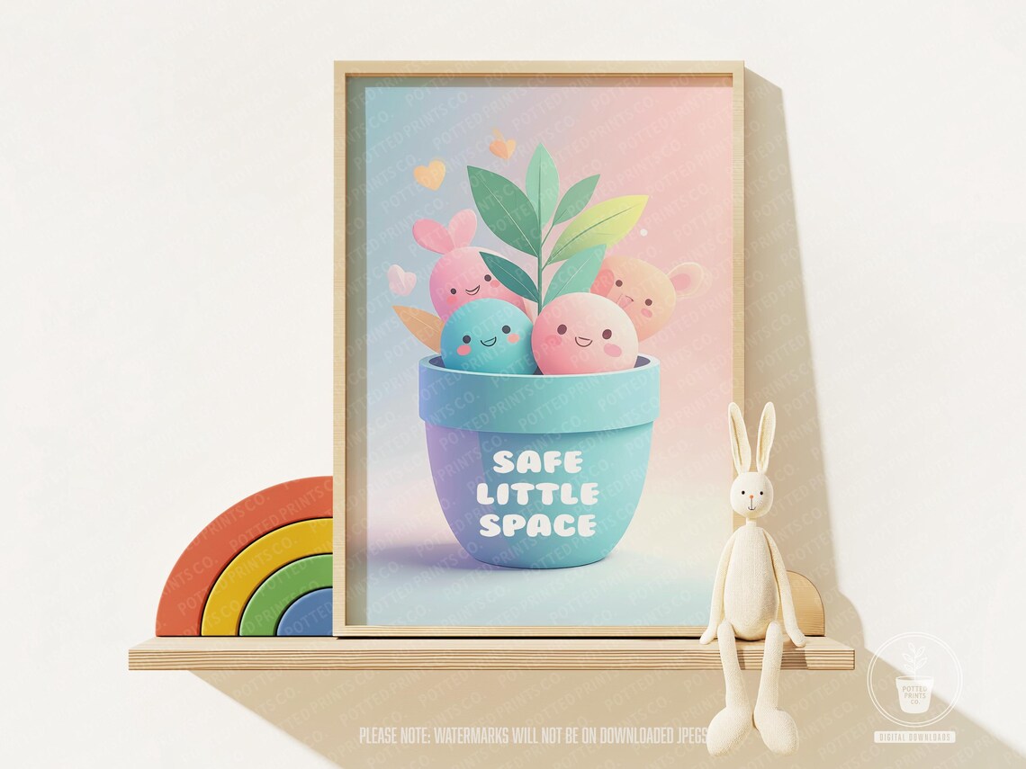Nursery Wall Art Pastel Colour Pot Plant Instant In Multiple Size Ratios