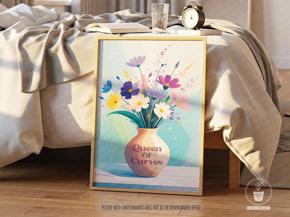 Queen of Curves Wildflower Vase Pastel Dreamy Floral Gift Poster