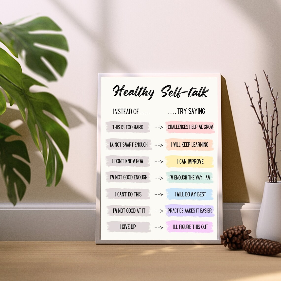 Growth Mindset Self Talk Boho Classroom Decor Poster - Image 5