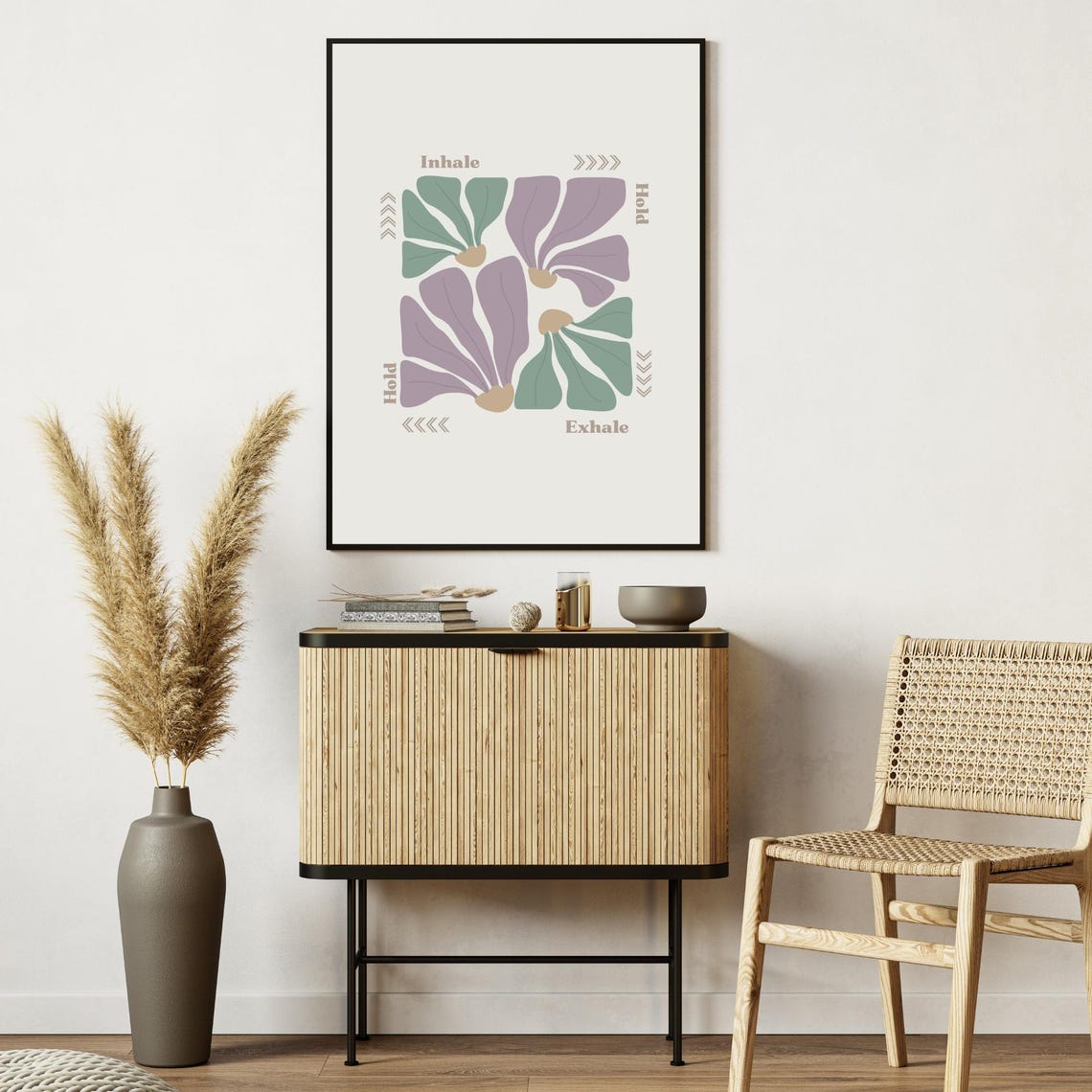 Mindful Box Breathing Poster Inhale Hold Exhale Hold Floral Guide - Image 5