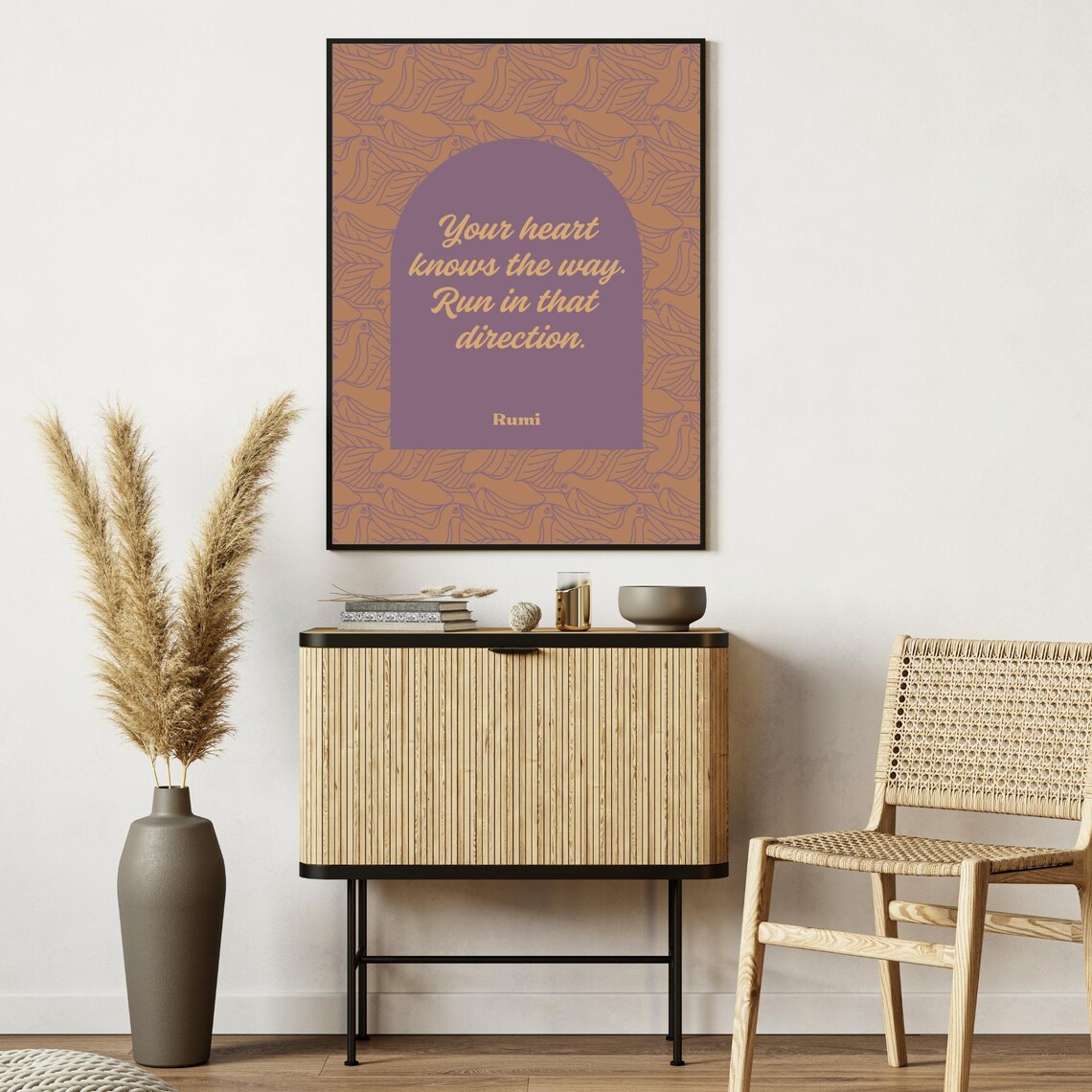 Rumi Your Heart Knows the Way Quote Terracotta Purple Arch Poster - Image 2