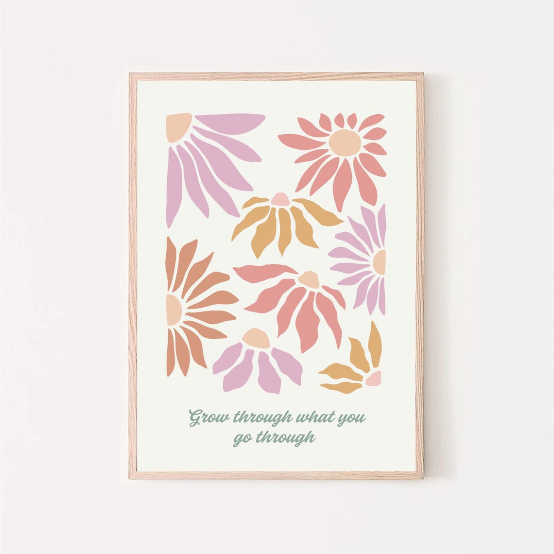 Grow Through What You Go Through Retro Daisy Flower Quote Poster - Image 6