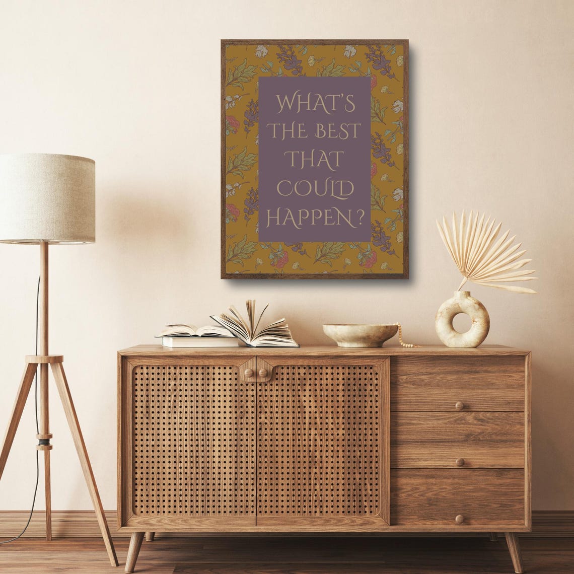 Whats the Best That Could Happen Uplifting Floral Boho Quote Poster - Image 5