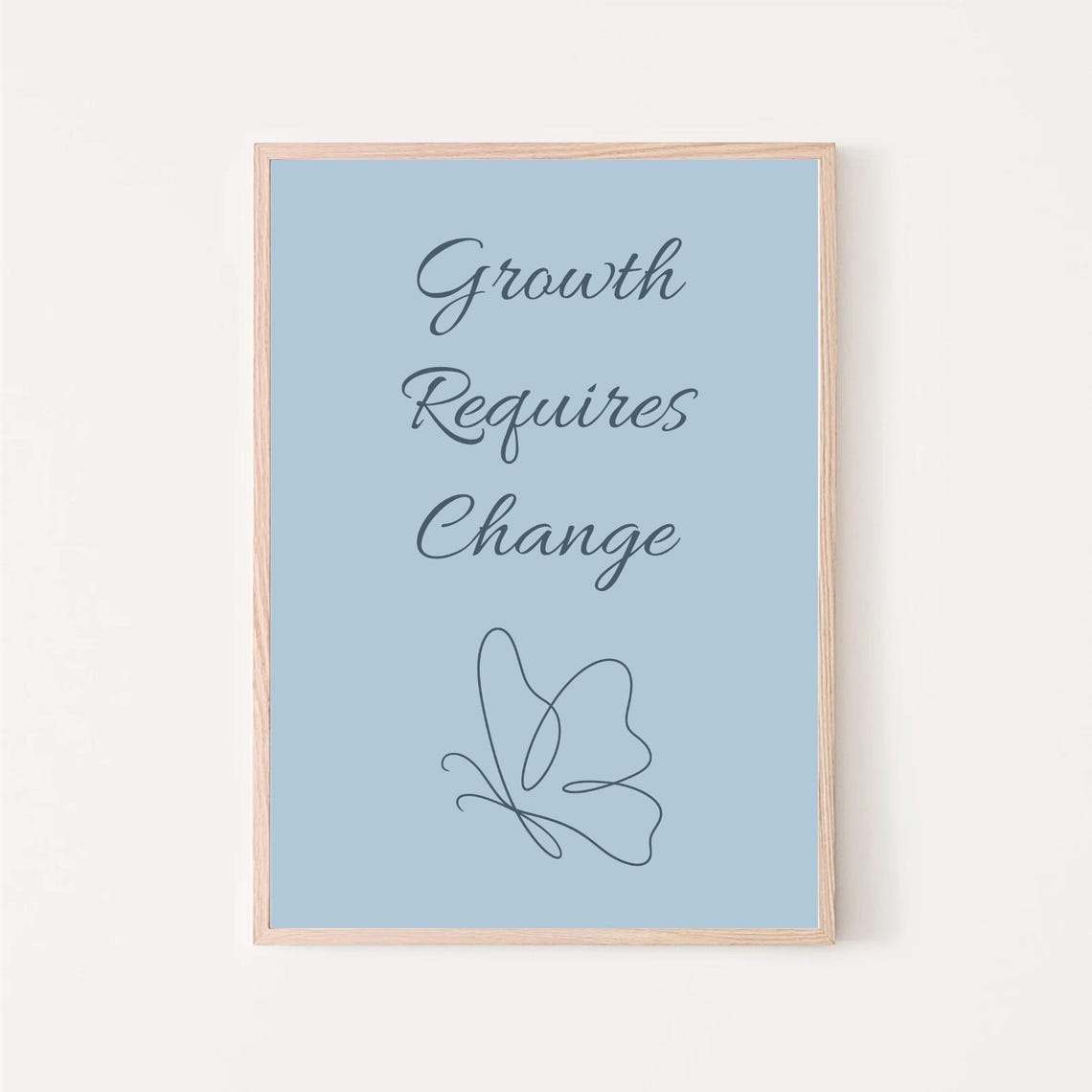 Growth Requires Change Quote Butterfly Line Art Inspirational Office Decor Psychology Therapy Personal Development Mindset Print