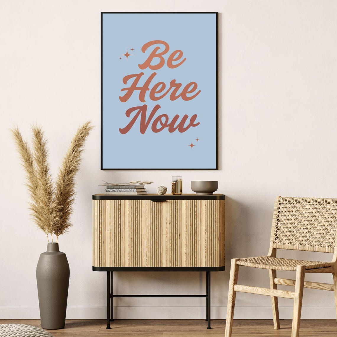 Be Here Now Quote Retro Terracotta Script Mindfulness Wall Art - Image 2