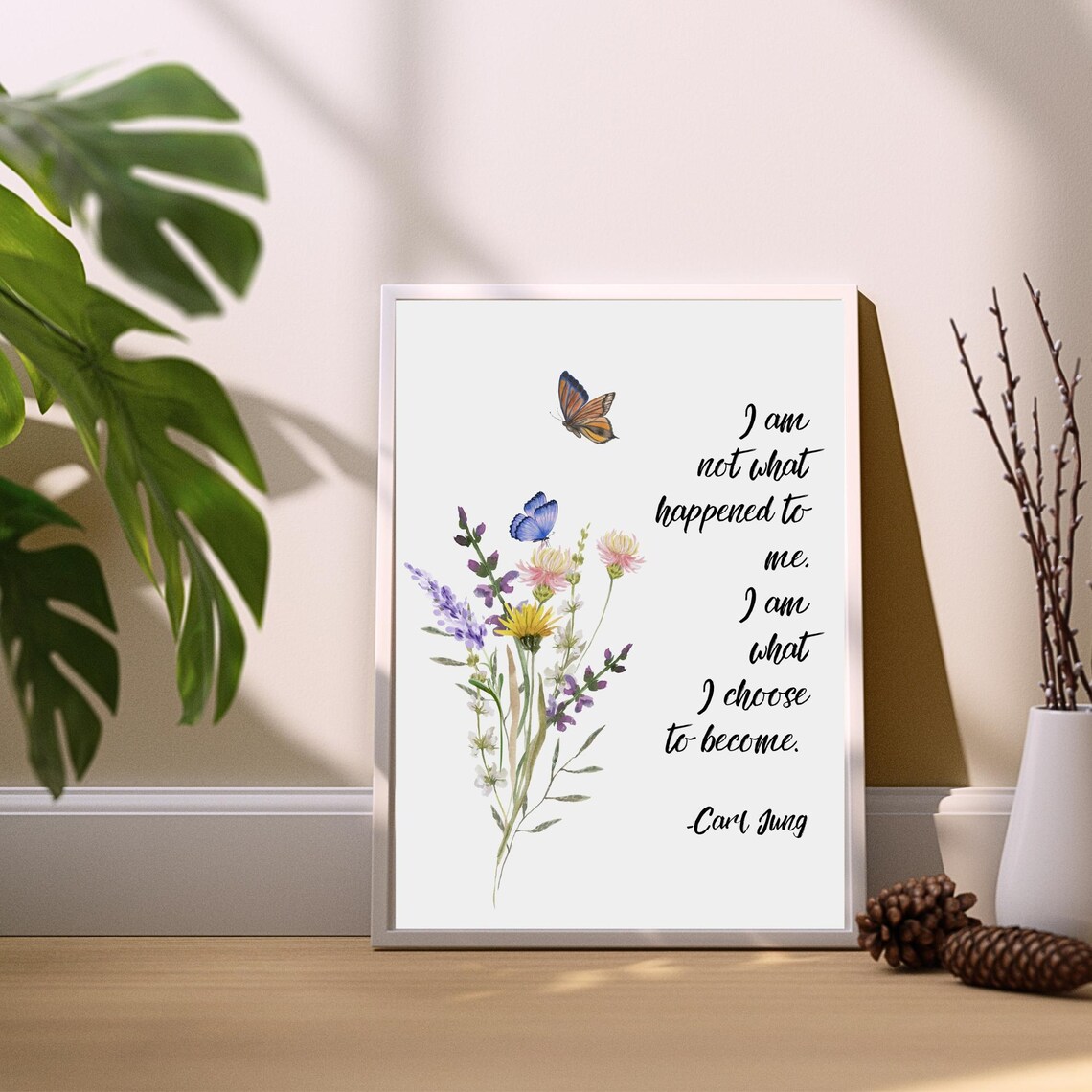 Carl Jung I Am What I Choose To Become Wildflower Quote Wall Poster - Image 4
