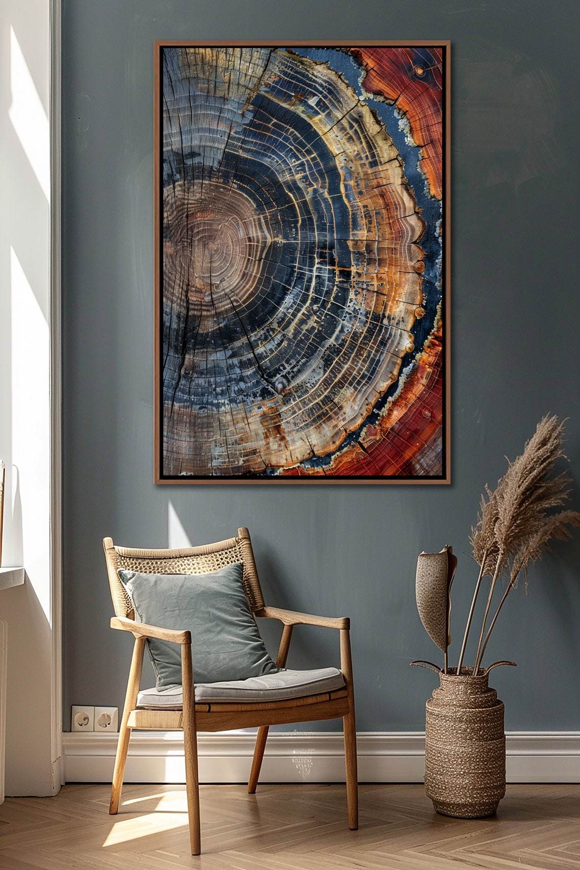Tree Ring Framed Wall Art Abstract Colorful Decor Minimalist Home Canvas Modern Farmhouse Living Room Print - Image 2