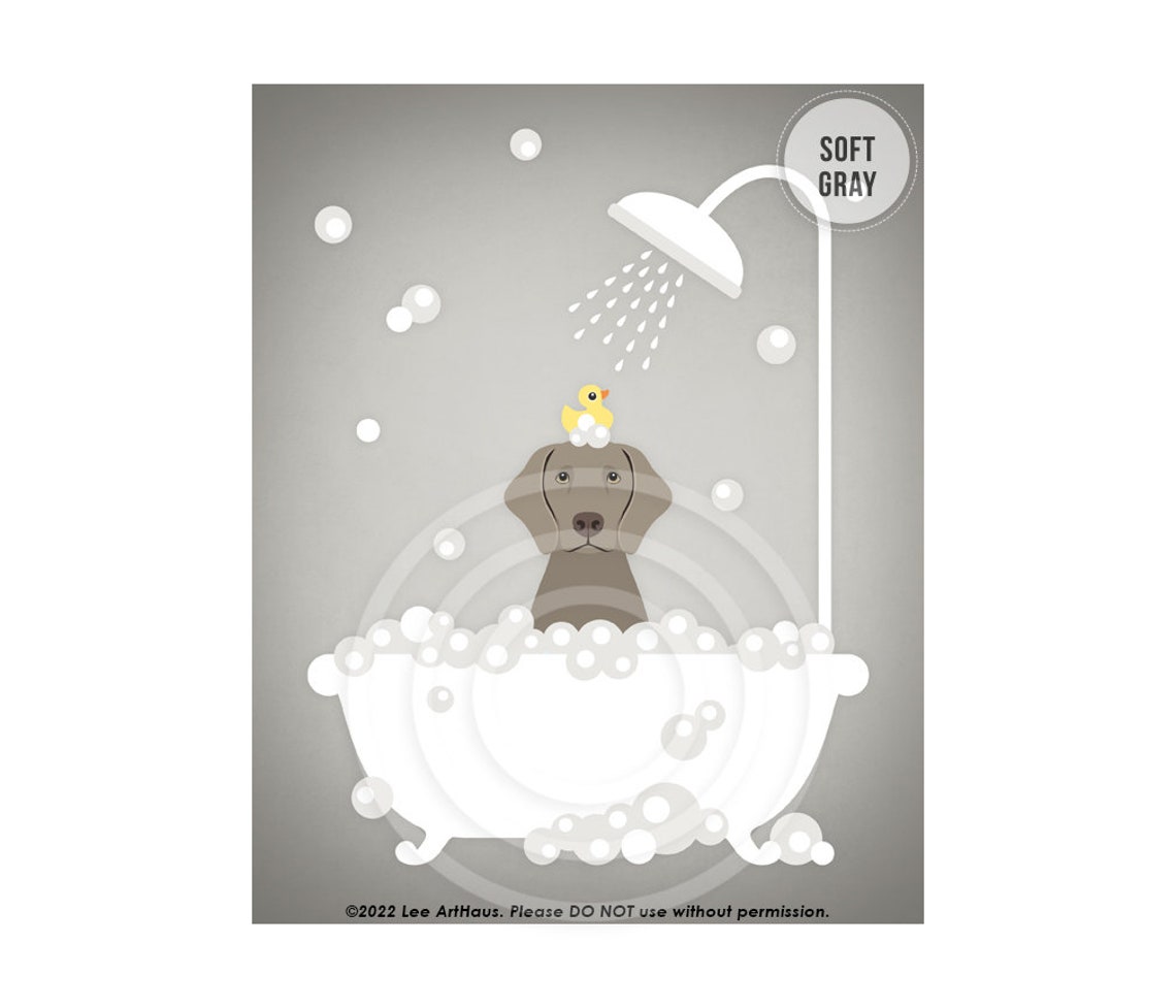 Weimaraner Bubble Bath Shower Rubber Ducky Modern Bathroom Dog Poster - Image 3