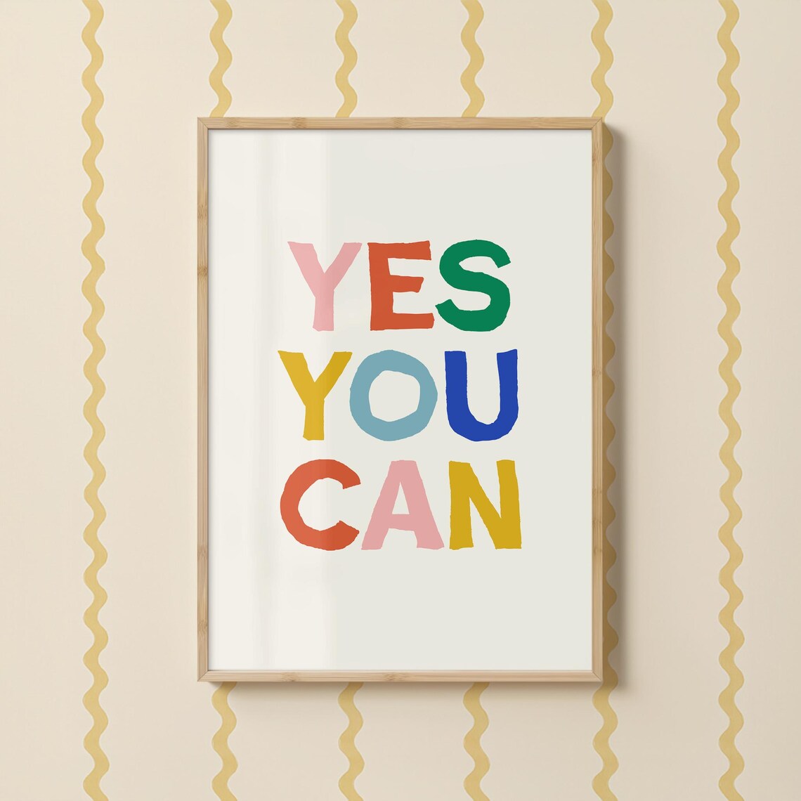 Yes You Can Rainbow Letters Kids Nursery Encouragement Quote Poster