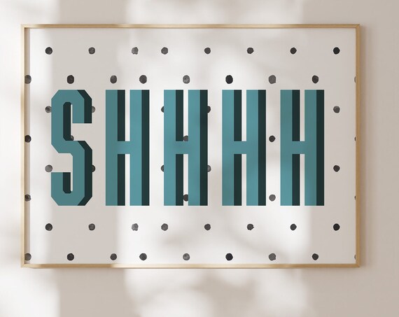 Shh Silence Wall Art Aesthetic Above Bed Minimalist Silence Print Dorm Decor Cute Wall Art