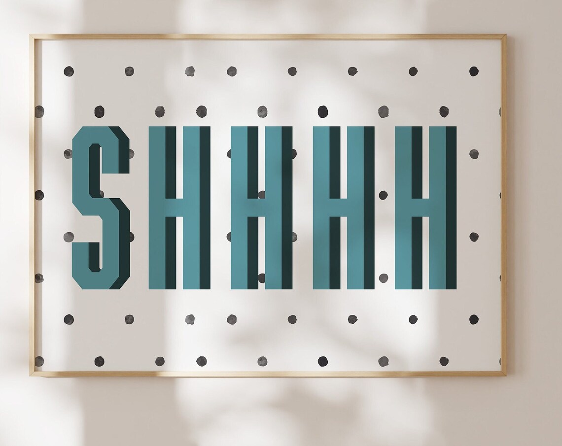 Shh Silence Wall Art Aesthetic Above Bed Minimalist Silence Print Dorm Decor Cute Wall Art