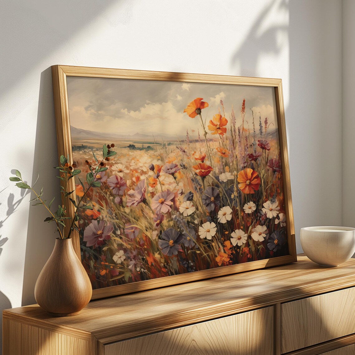 Wildflower Field Poppies Cosmos Rustic Farmhouse Decor Art Poster - Image 4
