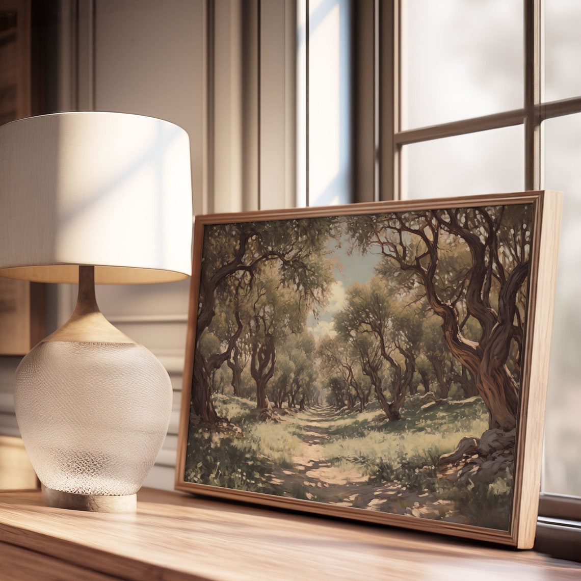 Olive Grove Path Dappled Light Twisted Trees Sunlit Trail Poster - Image 3
