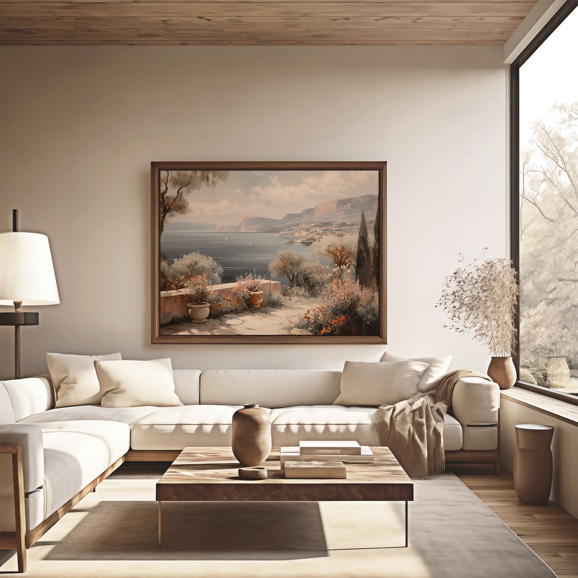 Terrace Garden Overlooking Cliff Bay Oil Painting Style Poster - Image 4