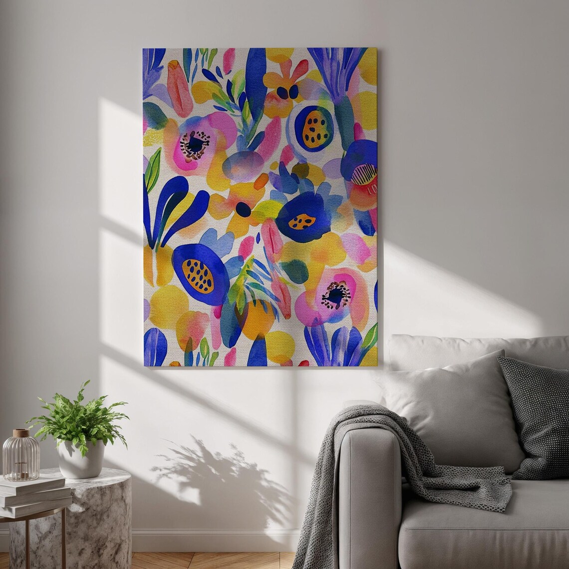 Abstract Colorful Floral Watercolor Bright Botanical Blooms Art Poster