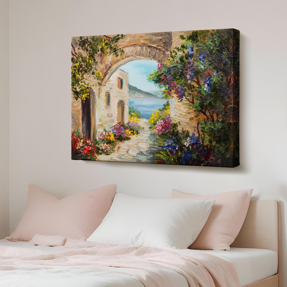 Stone Flower Archway Overlooking the Sea Mediterranean Garden Poster