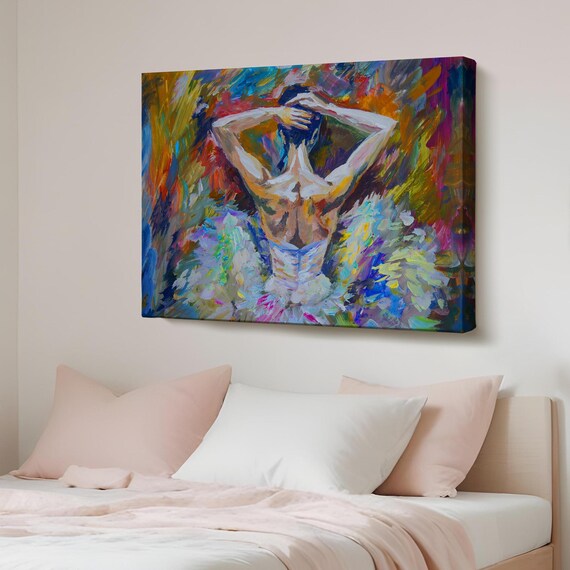 Ballerina Girl Oil Painting Style Decorative Canvas Wall Art Large Housewarming Gift Surreal Modern Decor