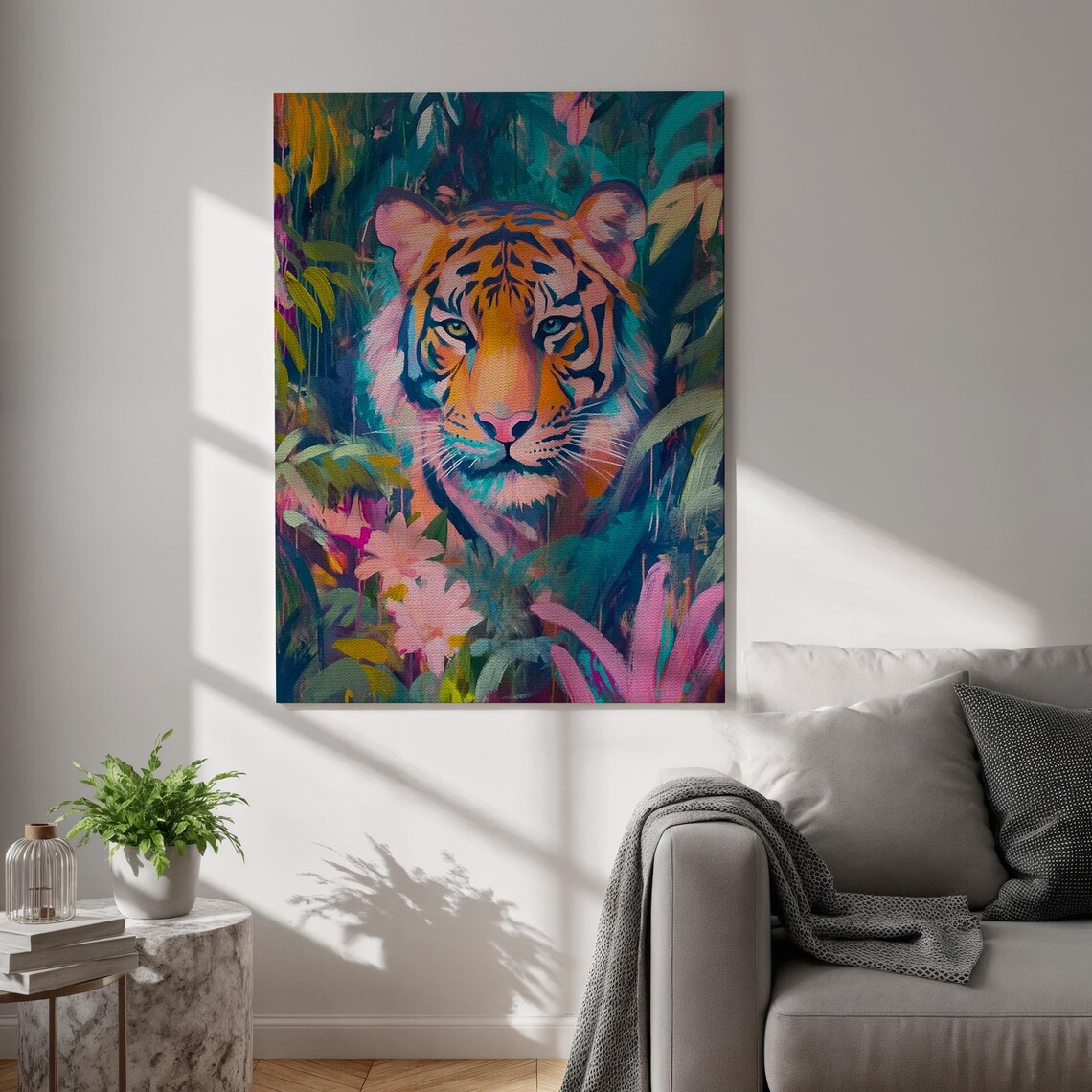 Vibrant Colorful Jungle Tiger Portrait Pop Art Wildlife Poster